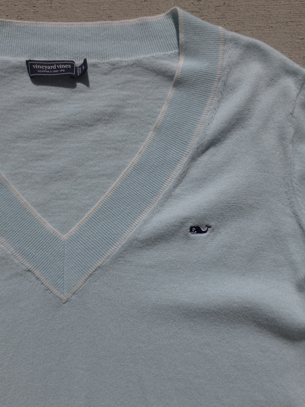 Vineyard Vines Women's Cotton Cashmere Heritage V-Neck Sweater - Aqua Haze Large